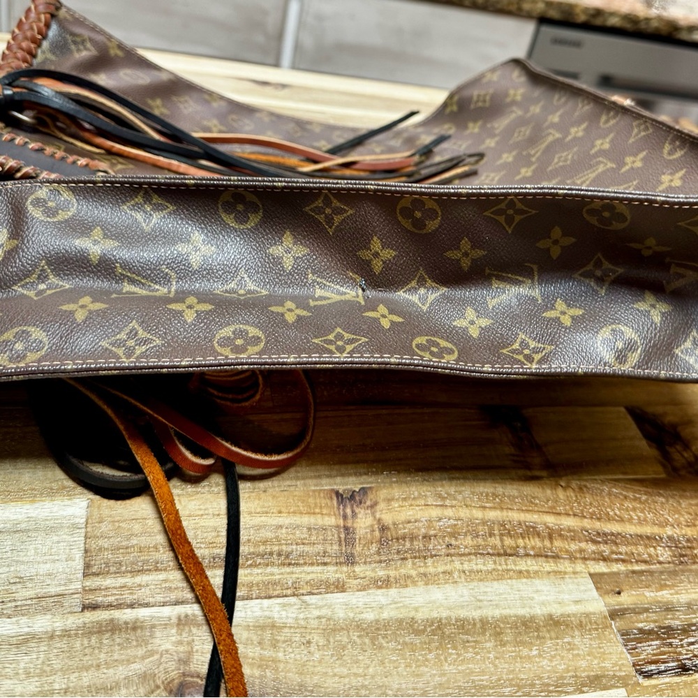 Louis Vuitton Brown Monogram Canvas Tassel Tote with Black & Tan Accents - Picture 10 of 11